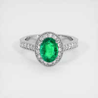 1.09 Ct. Emerald Ring, 18K White Gold 1