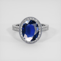 4.20 Ct. Blue Sapphire Ring, 18K White Gold 1