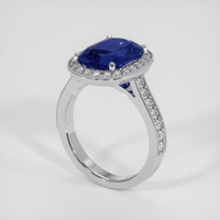 4.56 Ct. Blue Sapphire Ring, 18K White Gold 2