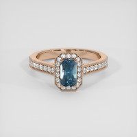 2.01 Ct. Greenish Blue Sapphire Ring, 18K Rose Gold 1