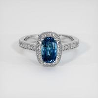 1.95 Ct. Greenish Blue Sapphire Ring, 10K White Gold 1