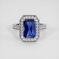 4.02 Ct. Blue Sapphire Ring, 14K White Gold 1