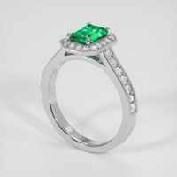 0.82 Ct. Emerald Ring, 18K White Gold 2