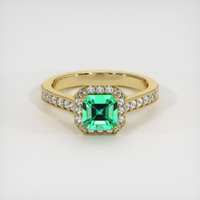 0.88 Ct. Emerald Ring, 18K Yellow Gold 1