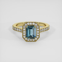 1.60 Ct. Greenish Blue Sapphire Ring, 18K Yellow Gold 1