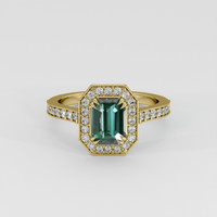 1.51 Ct. Bluish Green Sapphire Ring, 18K Yellow Gold 1