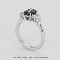 2.13 Ct. Green Sapphire Ring, Platinum 950 2