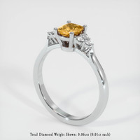 0.57 Ct. Orangish Yellow Sapphire Ring, Platinum 950 2