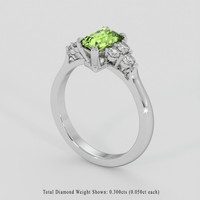 1.03 Ct. Yellowish Green Peridot Ring, Silver 2