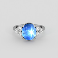 5.34 Ct. Blue Sapphire Ring, Silver 1