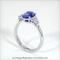 0.86 Ct. Blue Sapphire Ring, 10K White Gold 2