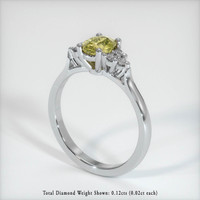 0.41 Ct. Greenish Yellow Sapphire Ring, 14K White Gold 2