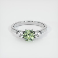 0.89 Ct. Green Sapphire Ring, 14K White Gold 1