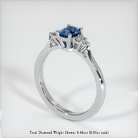 0.61 Ct. Sapphire Ring, 18K White Gold 2