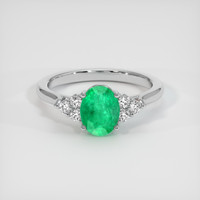 1.33 Ct. Emerald Ring, 18K White Gold 1