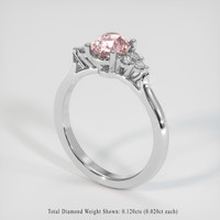 1.23 Ct. Pink Sapphire Ring, 18K White Gold 2