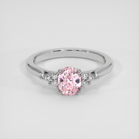 1.07 Ct. Pink Sapphire Ring, 18K White Gold 1