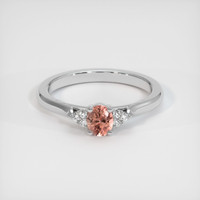 0.34 Ct. Padparadscha Sapphire Ring, 18K White Gold 1