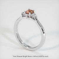 0.34 Ct. Padparadscha Sapphire Ring, 18K White Gold 2