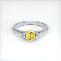 0.90 Ct. Yellow Sapphire Ring, 18K White Gold 1