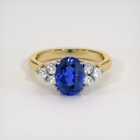 4.04 Ct. Blue Sapphire Ring, 14K White & Yellow 1