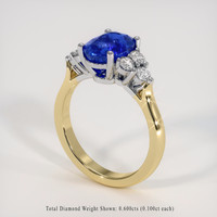 4.04 Ct. Blue Sapphire Ring, 18K White & Yellow 2