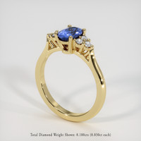 0.85 Ct. Blue Sapphire Ring, 10K Yellow Gold 2