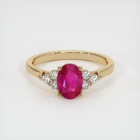 0.94 Ct. Pinkish Red Ruby Ring, 10K Yellow Gold 1