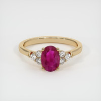 0.91 Ct. Pinkish Red Ruby Ring, 10K Yellow Gold 1