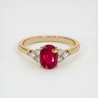1.11 Ct. Pinkish Red Ruby Ring, 10K Yellow Gold 1