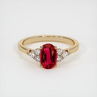 1.26 Ct. Pinkish Red Ruby Ring, 10K Yellow Gold 1