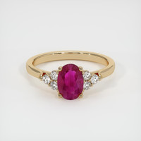 0.91 Ct. Ruby Ring, 14K Yellow Gold 1