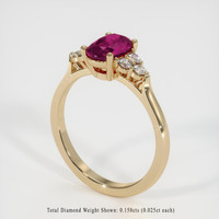 0.91 Ct. Ruby Ring, 14K Yellow Gold 2