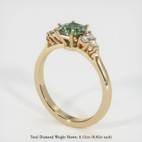 0.89 Ct. Green Sapphire Ring, 14K Yellow Gold 2