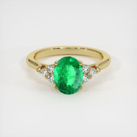 1.36 Ct. Emerald Ring, 18K Yellow Gold 1