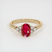 1.00 Ct. Ruby Ring, 18K Yellow Gold 1