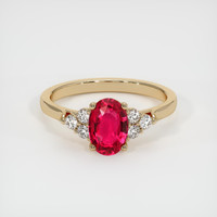1.04 Ct. Ruby Ring, 18K Yellow Gold 1
