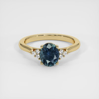 1.72 Ct. Greenish Blue Sapphire Ring, 18K Yellow Gold 1