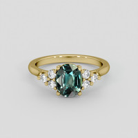 1.61 Ct. Bluish Green Sapphire Ring, 18K Yellow Gold 1