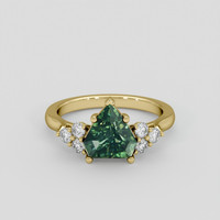 2.50 Ct. Green Sapphire Ring, 18K Yellow Gold 1