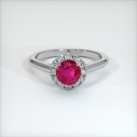 0.84 Ct. Pinkish Red Ruby Ring, Platinum 950 1