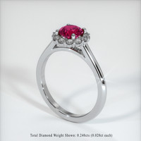 0.84 Ct. Pinkish Red Ruby Ring, Platinum 950 2