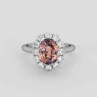 3.08 Ct. Pinkish Brown Sapphire Ring, Platinum 950 1