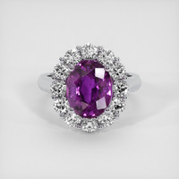 3.68 Ct. Pinkish Purple Sapphire Ring, Platinum 950 1