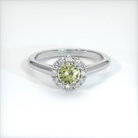 0.76 Ct. Greenish Yellow Sapphire Ring, Platinum 950 1