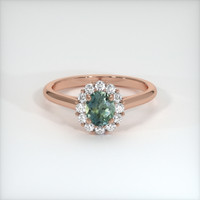 0.70 Ct. Bluish Green Sapphire Ring, 18K Rose Gold 1