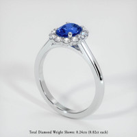 0.76 Ct. Blue Sapphire Ring, 14K White Gold 2