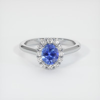 0.78 Ct. Blue Sapphire Ring, 14K White Gold 1