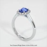 0.78 Ct. Blue Sapphire Ring, 14K White Gold 2