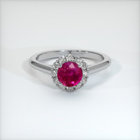 0.85 Ct. Pinkish Red Ruby Ring, 14K White Gold 1